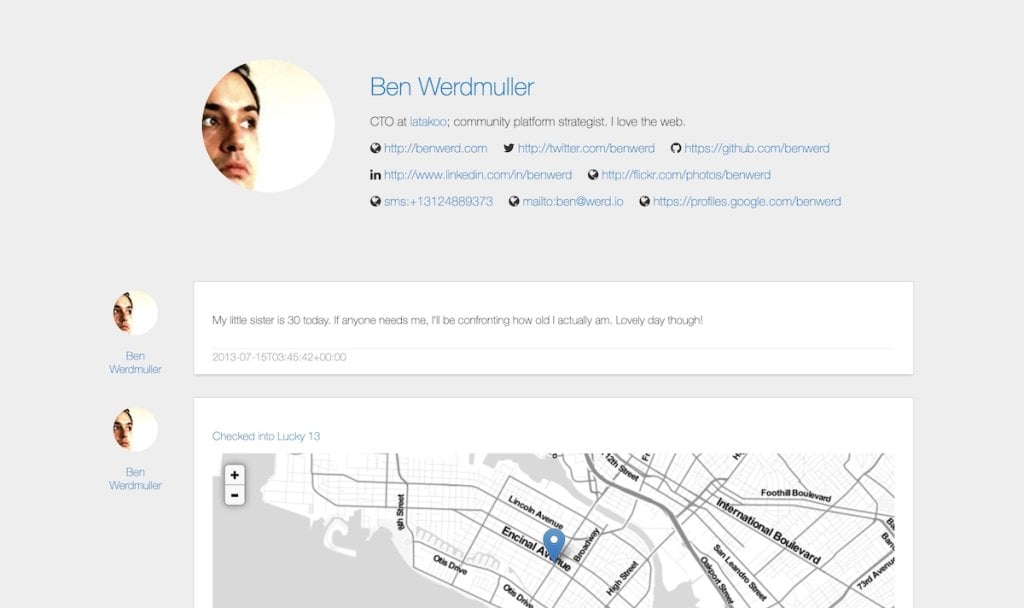 The author's first version of this site, from 2013