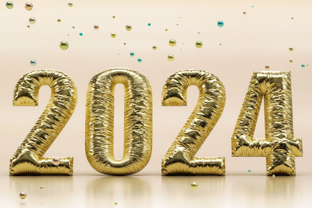 The word 2024 made out of balloons