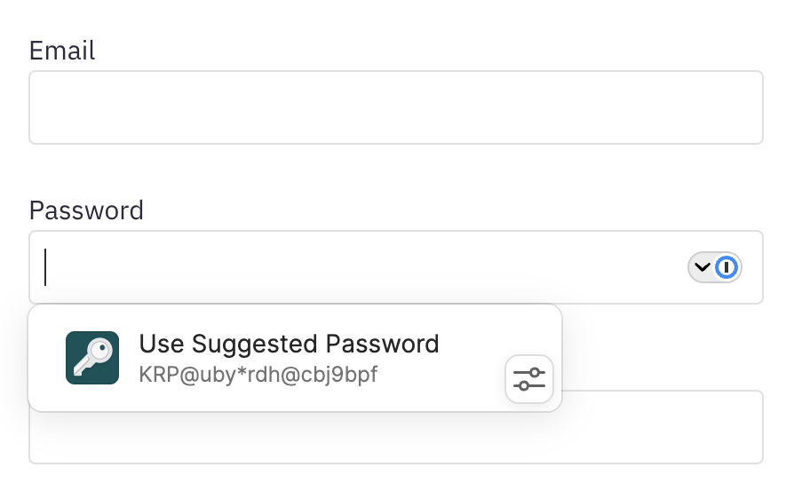 1Password suggesting a new password